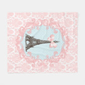 Paris  Roze Damask Eiffel Tower Girly Bow Fleece Deken (Voorkant (Horizontaal))