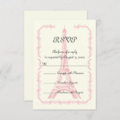 Paris roze Eiffeltoren bestemming bruiloft RSVP (Voorkant / Achterkant)