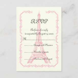 Paris roze Eiffeltoren bestemming bruiloft RSVP Kaartje