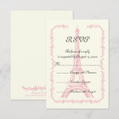 Paris roze Eiffeltoren bestemming bruiloft RSVP Kaartje (Voorkant / Achterkant)