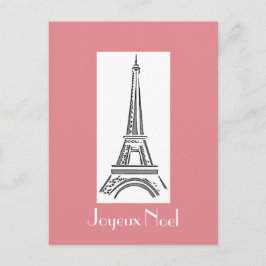 Paris Roze Eiffeltoren Frans Kerst Briefkaart