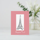 Paris Roze Eiffeltoren Frans Kerst Briefkaart (Staand voorkant)