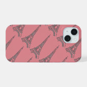 Paris Roze Eiffeltoren iPhone 15 Case (Achterkant horizontaal)