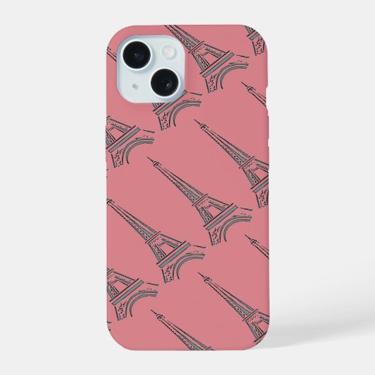 Paris Roze Eiffeltoren iPhone 15 Case (Achterkant)
