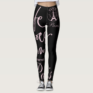 Paris roze en zwart leven gaat door paris thema leggings
