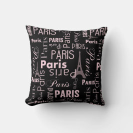 Paris roze en zwart, paris print kussen