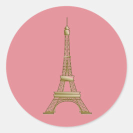 Paris Roze & Goud Eiffeltoren Ronde Sticker