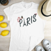 Paris roze madeliefje bloem en vlinder t-shirt