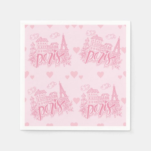 Paris Roze Papier Servet (Voorkant)