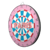PARIS Roze Rood Wit en Blauw bewerkbare tekst Retr Dartbord (Voorkant Rechts)