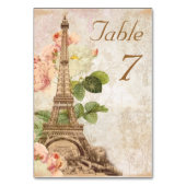Paris Roze Rose  Romantische Tafel Kaart (Achterkant)