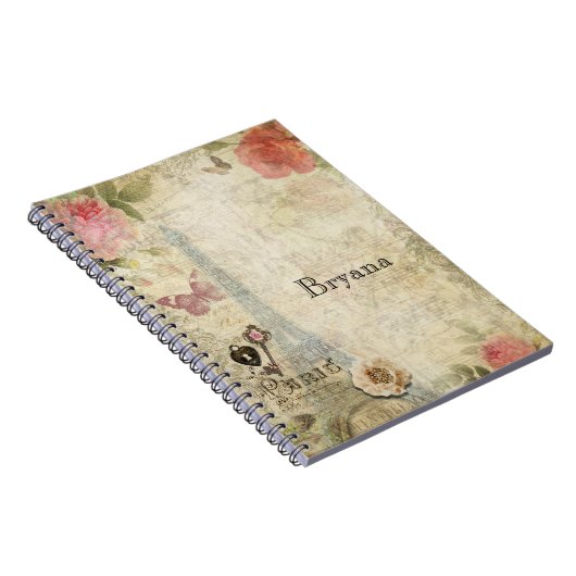 Paris Roze Roses Lock & Key Shabby Chic Notitieboek (Rechterzijde)
