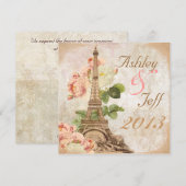 Paris roze roze romantische bruiloft kaart (Voorkant / Achterkant)