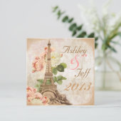 Paris roze roze romantische bruiloft kaart (Staand voorkant)