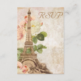 Paris Roze Roze  Romantische RSVP-kaart RSVP Kaartje