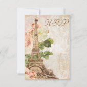 Paris Roze Roze  Romantische RSVP-kaart RSVP Kaartje (Voorkant)