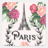 Paris  Roze Rozen Stickers (Voorkant)