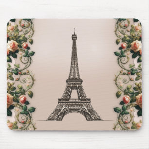Paris Roze Rozen Wijnstokken Eiffeltoren Shabby Ch Muismat