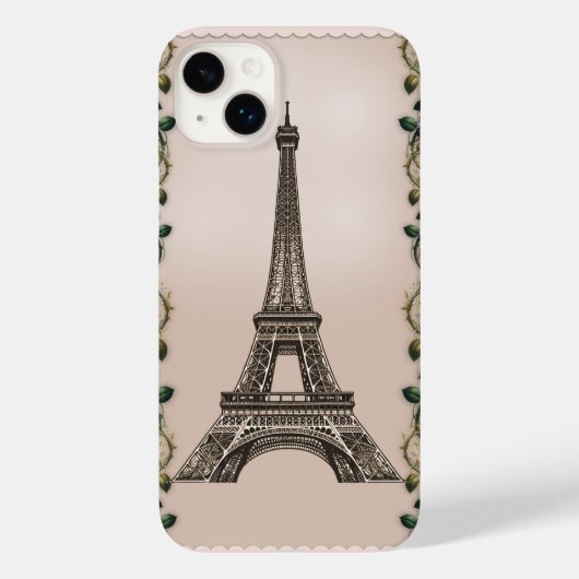 Paris Roze Rozenranken Eiffeltoren Shabby Chic Case-Mate iPhone Case (Achterkant)