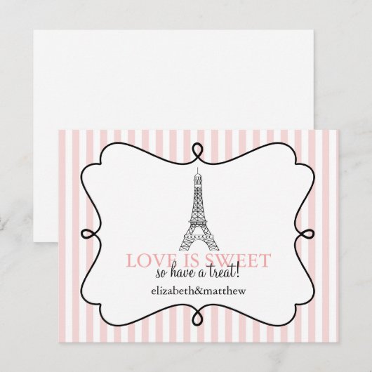 Paris roze Snoep Buffet Signs Briefkaart (Voorkant / Achterkant)