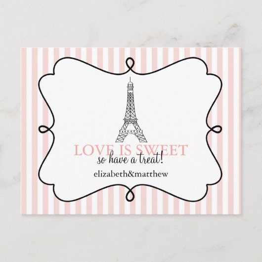 Paris roze Snoep Buffet Signs Briefkaart (Voorkant)