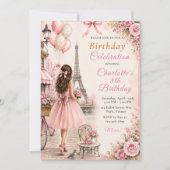 Paris Roze Verjaardagsfeestje Kaart (Voorkant)