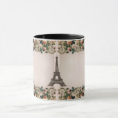 Paris Roze wijnstokken Eiffeltoren Shabby Chic Mok (Midden)