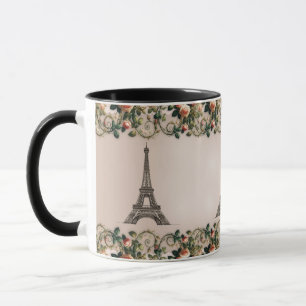 Paris Roze wijnstokken Eiffeltoren Shabby Chic Mok