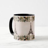 Paris Roze wijnstokken Eiffeltoren Shabby Chic Mok (Voorkant links)