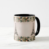 Paris Roze wijnstokken Eiffeltoren Shabby Chic Mok (Voorkant rechts)