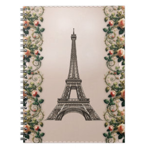 Paris Roze wijnstokken Eiffeltoren Shabby Chic Notitieboek