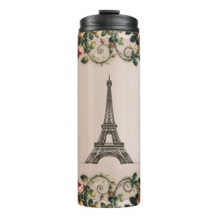 Paris Roze wijnstokken Eiffeltoren Shabby Chic Thermosbeker