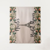 Paris Roze wijnstokken Eiffeltoren Shabby Chic Wandkleed (Voorkant)