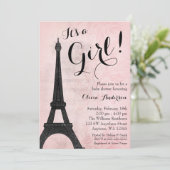  Paris Roze Zwart Meisje Baby shower Kaart (Staand voorkant)