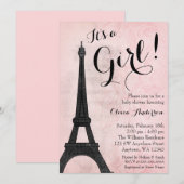  Paris Roze Zwart Meisje Baby shower Kaart (Voorkant / Achterkant)