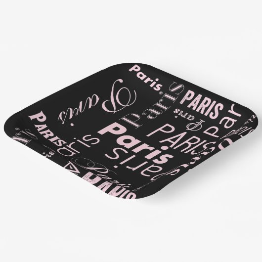 Paris roze, & zwart Paris thema Papieren Bordje (Gebogen)