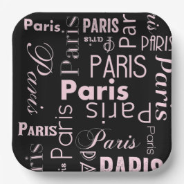 Paris roze, & zwart Paris thema Papieren Bordje