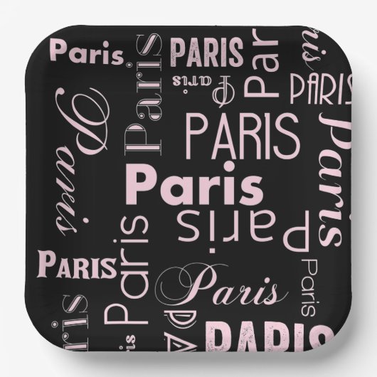 Paris roze, & zwart Paris thema Papieren Bordje (Voorkant)