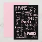 Paris roze, zwart & roze Parijs thema uitnodiginge Aankondiging (Voorkant / Achterkant)