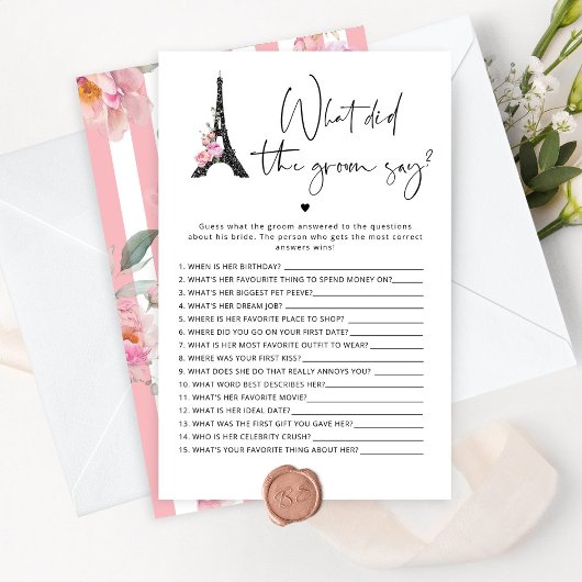 Paris roze zwart Wat zei de bruidegom spel