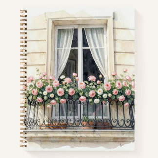 Paris Rozen Balkon Aquarel Notitieboek