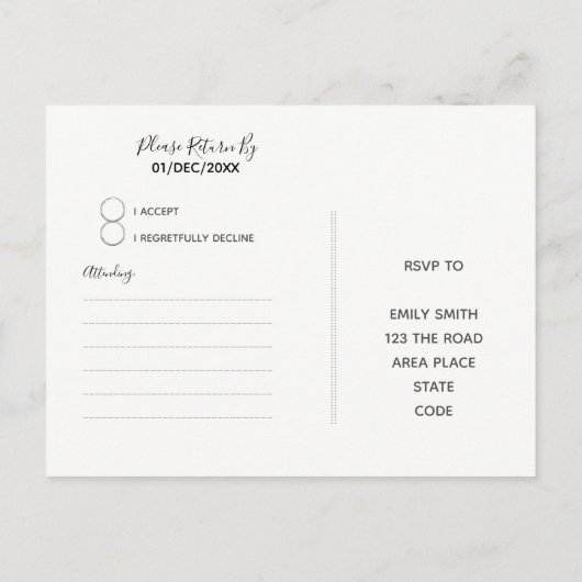 PARIS RSVP Black Gold - Elegant Chic Trending Uitnodiging Briefkaart (Achterkant)