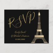 PARIS RSVP Black Gold - Elegant Chic Trending Uitnodiging Briefkaart (Voorkant)