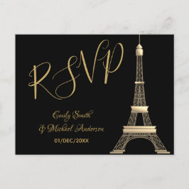 PARIS RSVP Black Gold - Elegant Chic Trending Uitnodiging Briefkaart