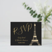 PARIS RSVP Black Gold - Elegant Chic Trending Uitnodiging Briefkaart (Staand voorkant)