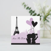 Paris Save the Date Announcement (Paars 2) (Staand voorkant)