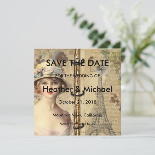 Paris Save the Date Bruiloft (Staand voorkant)