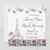 Paris Save the Date Bruiloft Kaart Zwart Wit (Voorkant)