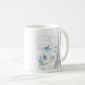 Paris Scene and Blue Flowers Custom Koffiemok (Voorkant rechts)