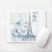 Paris Scene and Blue Flowers Custom Muismat (Met muis)